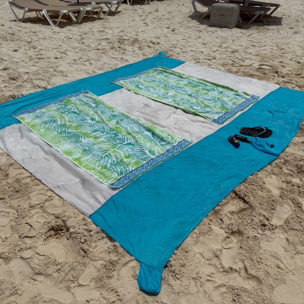 Blue & White beach blanket 120x104